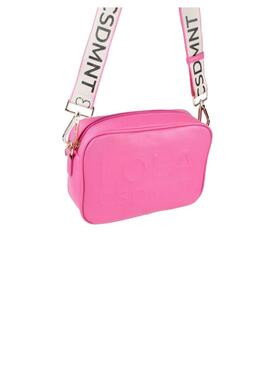 Bandolera fucsia con logo en relieve