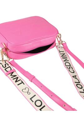 Bandolera fucsia con logo en relieve